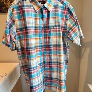 Marmot Men's Multicolor Plaid Short-Sleeve Button-Down Shirt - Blue/Red/Yellow